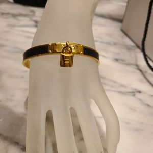Hermes Gold-Plated Lizard Leather Kelly Bangle